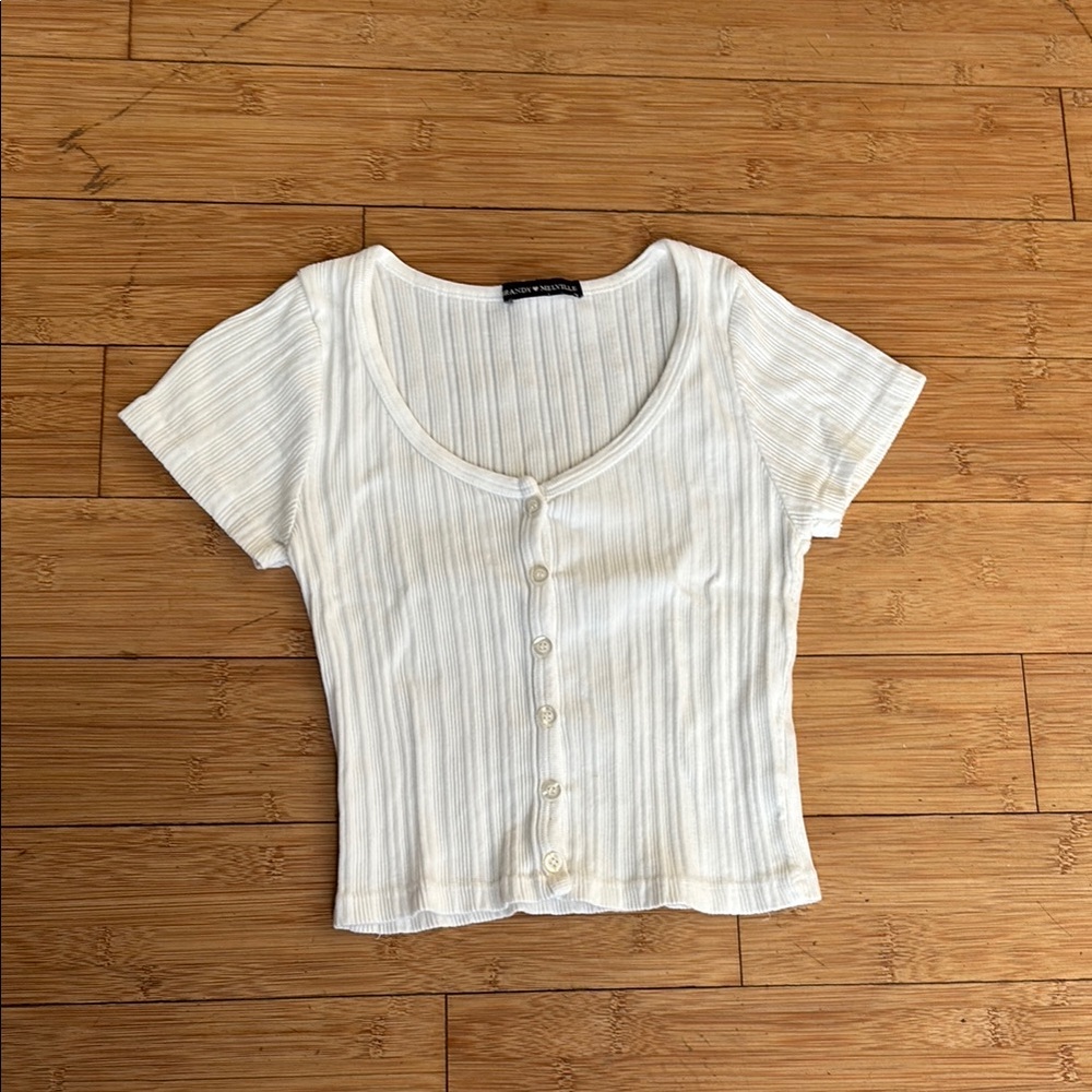 Brandy Melville | White Button Crop Top